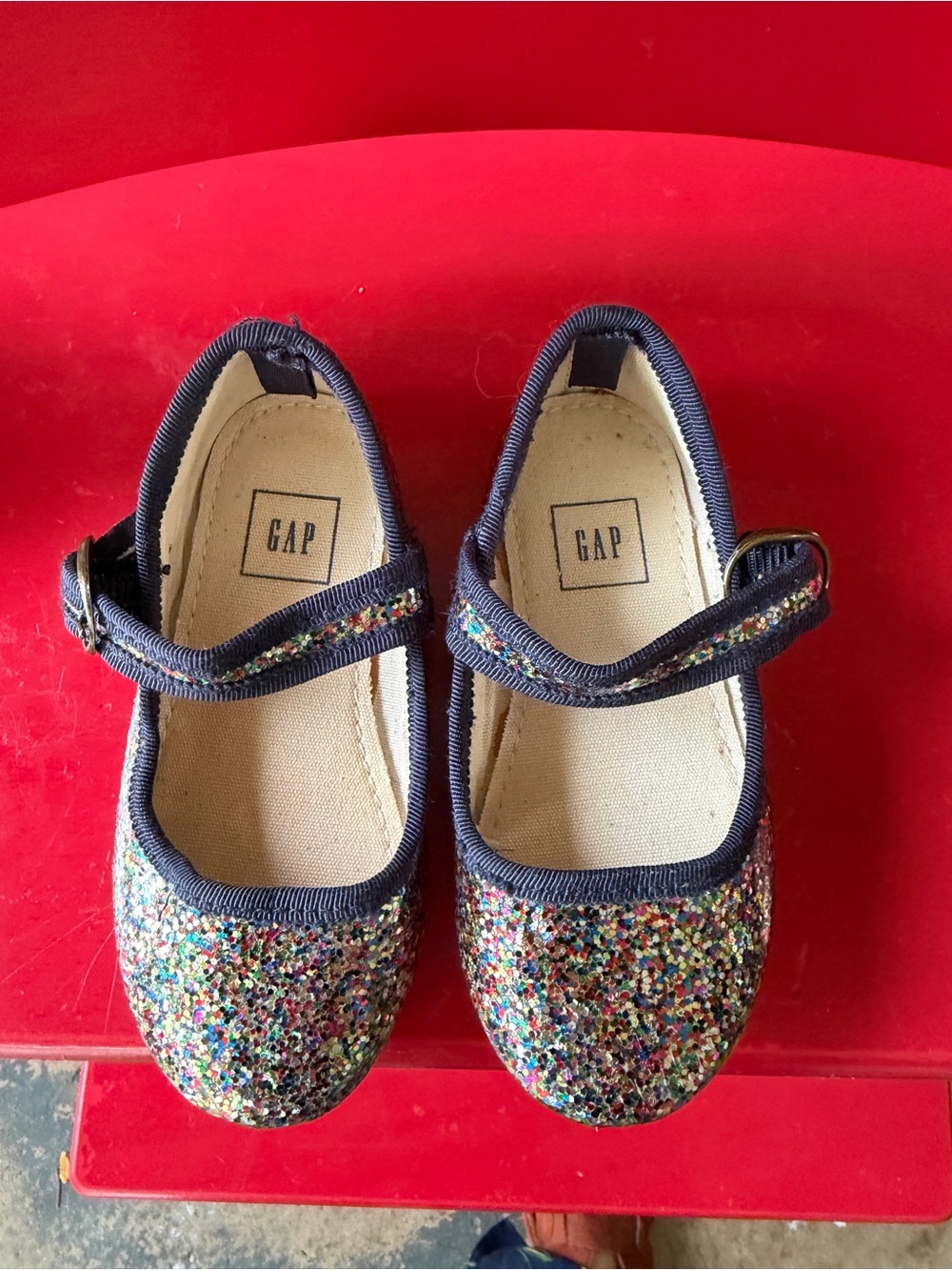 GAP Girls Navy Multicolor Glitter Mary Jane Flats